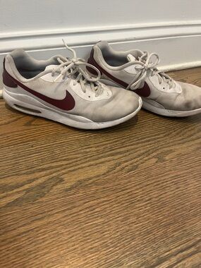 Nike Light Gray Sneakers with Burgundy Swoosh